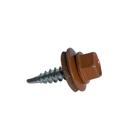 Hatlapfejű fűző csavar EPDM alátéttel 4,8X19 RAL8003 (Barna) fényes
